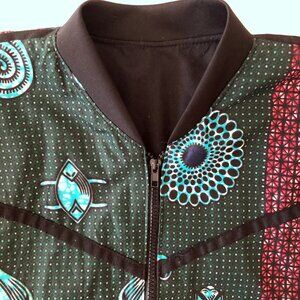 African Print Bomber Jacket with front zipper and pockets NWOT